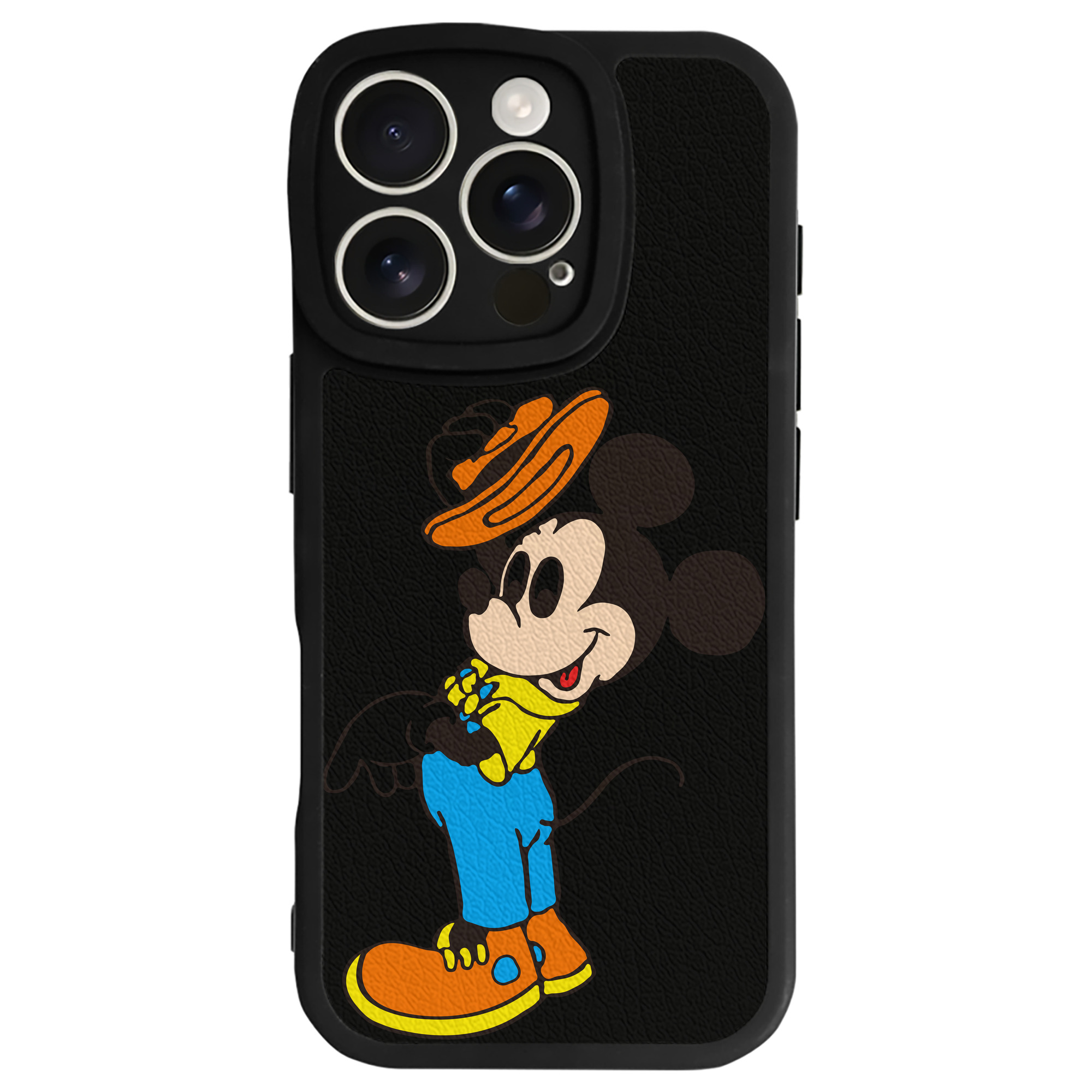 （画像用） ミッキーマウス Mickey Mouse 【iPhone 16シリーズ対応】シリコンスマホケース（レザー調） 材質：シリコン